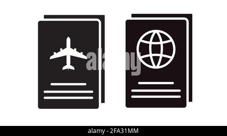 Set di icone Passport. Set o raccolta di diverse illustrazioni del passaporto Illustrazione Vettoriale