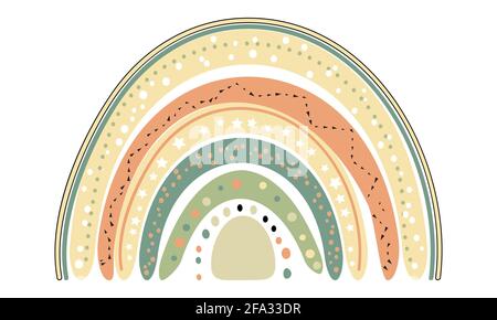 Carino arcobaleno. Stile scandinavo. Vettore. Cartone animato arcobaleno Illustrazione Vettoriale