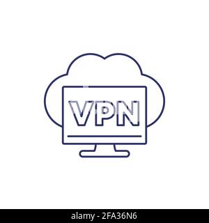 Icona della linea di servizio VPN bianca Illustrazione Vettoriale