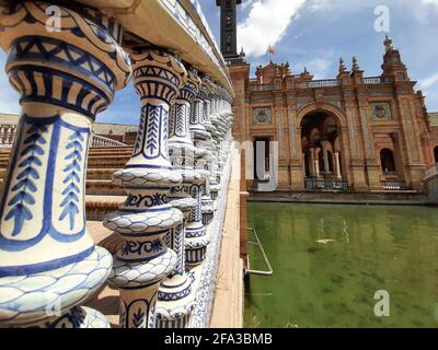 Vista de la Plaza de España de Sevilla Foto Stock