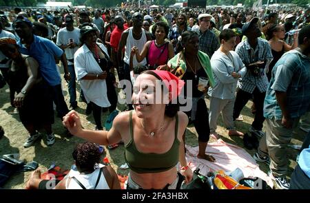 I concerti si esibono al concerto Sunsplash nell'agosto 1999 a Londra's Victoria Parcheggio Foto Stock