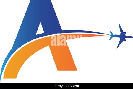 Lettera A modello-vettore di disegno del logo di Air Travel Illustrazione Vettoriale
