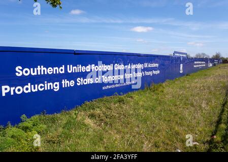 Costruzione sito di imbarco intorno proposto Southend Utd club di calcio nuovo stadio di allenamento in Fossetts Way, Fossetts Farm Foto Stock