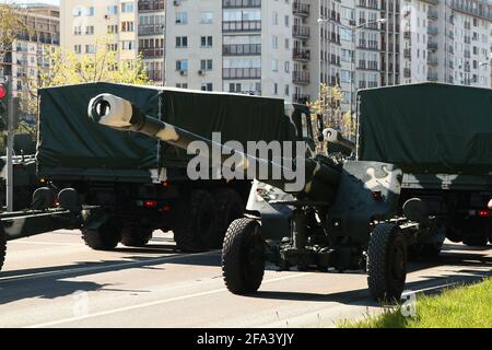 MINSK, BIELORUSSIA - 8 maggio 2020: Preparazione alla Parata nella Giornata della Vittoria. Foto Stock