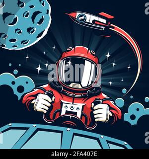 Poster spazio in stile vintage Illustrazione Vettoriale