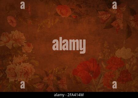Carta floreale decorativa pergamena per uno sfondo con spazio di copia al centro Foto Stock