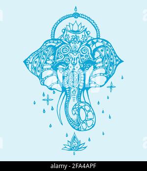 Disegno di Lord Ganesha o Vinayaka Illustrazione di contorno editabile Foto Stock