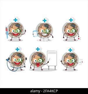 Medico professione emoticon con tachigui soba personaggio cartoon. Illustrazione vettoriale Illustrazione Vettoriale