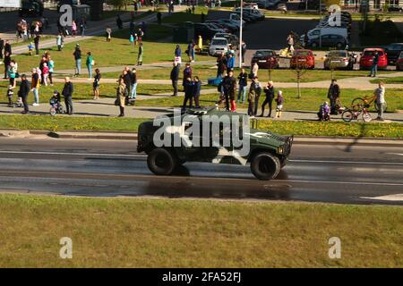 MINSK, BIELORUSSIA - 8 maggio 2020: Preparazione alla Parata nella Giornata della Vittoria. Foto Stock