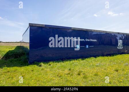 Costruzione sito di imbarco intorno proposto Southend Utd club di calcio nuovo stadio di allenamento in Fossetts Way, Fossetts Farm. Sito di Greenfield Foto Stock