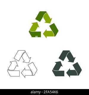 Icona di riciclo simbolo vettore isolato sfondo bianco. Illustrazione Vettoriale