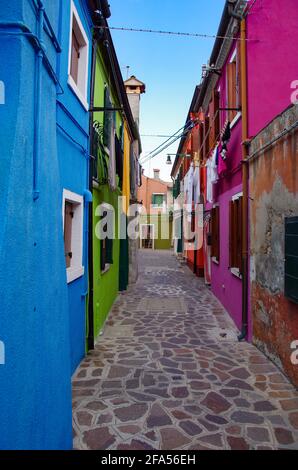 Via colorata a Murano Foto Stock