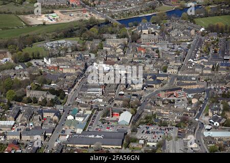 Vista aerea di Otley Town Center, West Yorkshire Foto Stock
