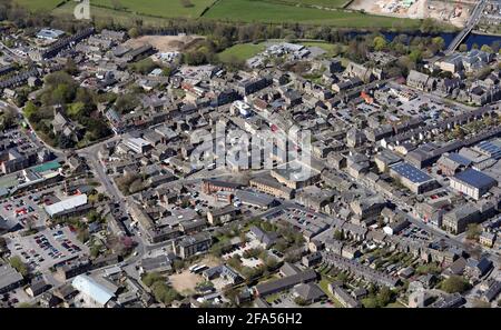 Vista aerea di Otley Town Center, West Yorkshire Foto Stock