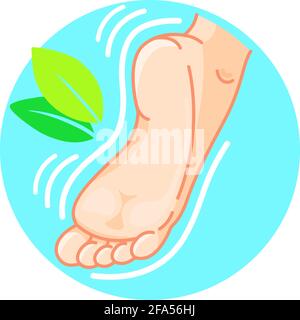 Immagine piatta dell'etichetta della maschera per i piedi, della cura dei piedi e del trattamento Illustrazione Vettoriale