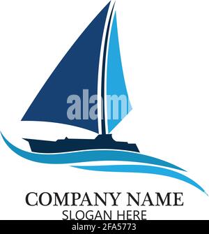 modello logo imbarcazione, design icona nave, vettore elemento illustrazione Illustrazione Vettoriale