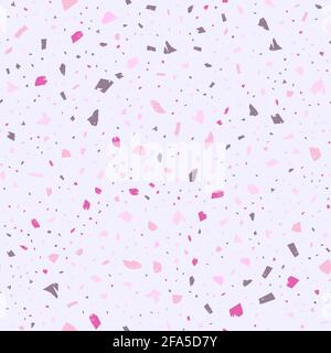 Motivo senza giunture terrazzo. Pavimenti in stile pastello classico. Sfondo brillante fatto di pietre naturali, granito, quarzo, marmo e calcestruzzo. Captiv Illustrazione Vettoriale