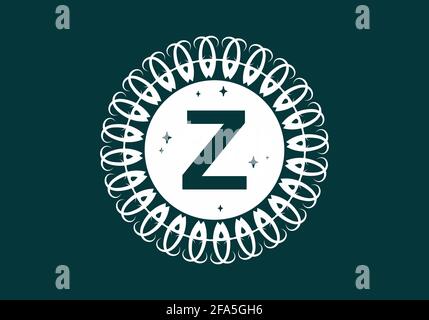 Cornice classica vintage bianca con carattere di testo lettera iniziale Z con design a sfondo scuro Illustrazione Vettoriale