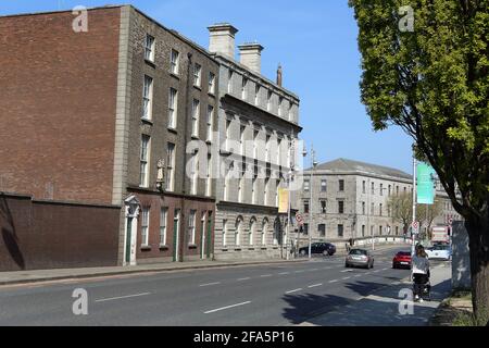 Vista di Winetavern Street a Dublino, Irlanda Foto Stock