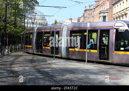 Il sistema di tram Luas a Dublino Foto Stock