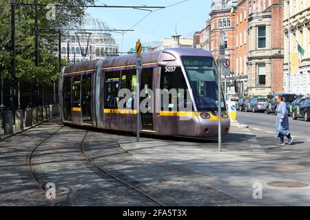 Il sistema di tram Luas a Dublino Foto Stock