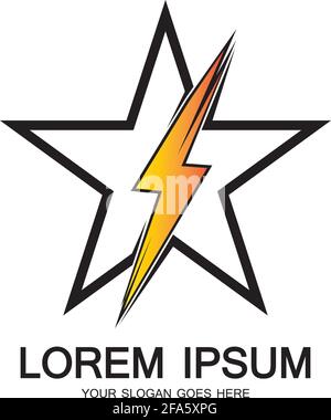 Modello di disegno icona vettoriale con logo Lightning Star, Energy Star Illustrazione Vettoriale