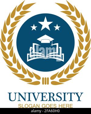 Modello di progettazione del logo di Università, Accademia, Scuola e corso Illustrazione Vettoriale