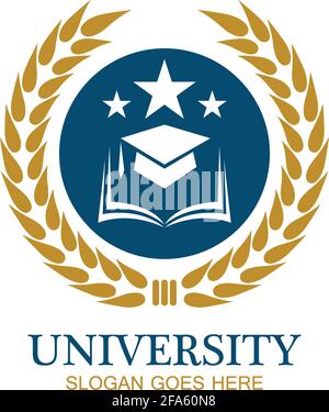 Modello di progettazione del logo di Università, Accademia, Scuola e corso Illustrazione Vettoriale