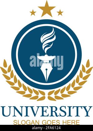 Modello di progettazione del logo di Università, Accademia, Scuola e corso Illustrazione Vettoriale
