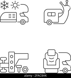 Set di icone lineari per veicoli da diporto Illustrazione Vettoriale