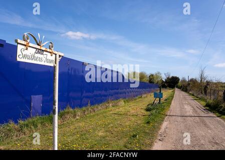 Smithers Chase Farm, costruendo il sito di raccolta intorno proposto Southend Utd club di calcio nuovo stadio campo di allenamento in Fossetts Way, Fossetts Farm Foto Stock