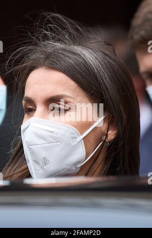 Alcala de Henares, Madrid, Spagna. 23 Apr 2021. La regina Letizia di Spagna partecipa all'evento internazionale della Giornata del Libro all'Istituto Cervantes il 23 aprile 2021 ad Alcala de Henares, Spagna Credit: Jack Abuin/ZUMA Wire/Alamy Live News Foto Stock