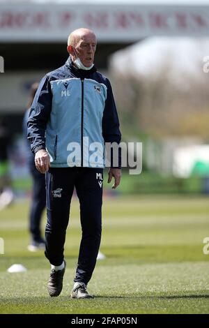 Mark Lillis assistente manager di Scunthorpe durante la Sky Bet League 2 a porte chiuse partita tra Forest Green Rover E Scunthorpe Uniti a. Foto Stock