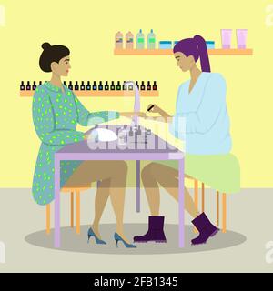 la ragazza è venuta al salone di bellezza per fare un bella manicure Illustrazione Vettoriale