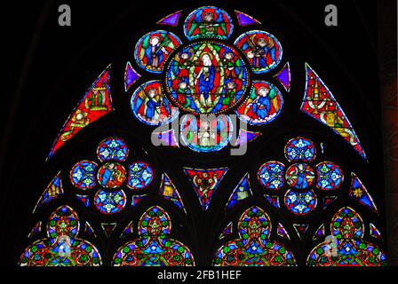Cattedrale di Notre-Dame de Paris vetrate prima del fuoco, Francia (2008) Foto Stock