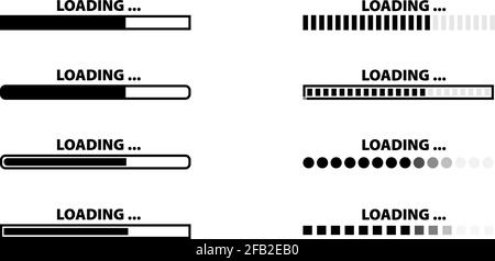 serie di barre di caricamento o di indicatore vettoriale delle barre di avanzamento Illustrazione Vettoriale