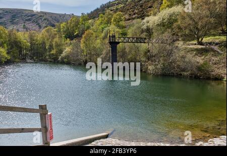 Lago artificiale di New Pool Hollow vicino a Carding Mill Valley, Church Stretton, Shropshire Foto Stock