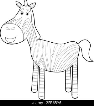 Disegni facili da colorare di animali per bambini piccoli: Zebra Illustrazione Vettoriale