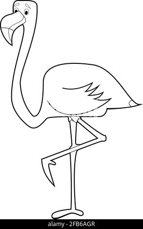 Disegni facili da colorare di animali per bambini piccoli: Flamingo Illustrazione Vettoriale