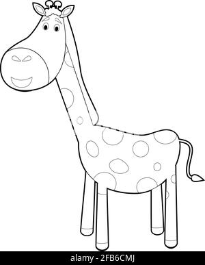 Disegni facili da colorare di animali per bambini piccoli: Giraffe Illustrazione Vettoriale