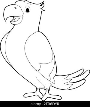 Disegni facili da colorare di animali per bambini piccoli: Parrot Illustrazione Vettoriale