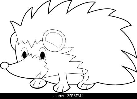Disegni facili da colorare di animali per bambini piccoli: Hedgehog Illustrazione Vettoriale