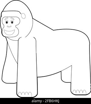 Disegni facili da colorare di animali per bambini piccoli: Gorilla Illustrazione Vettoriale