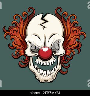 Vettore cigno clown. Clown spaventoso, halloween clown mostro, joker clown personaggio illustrazione Illustrazione Vettoriale