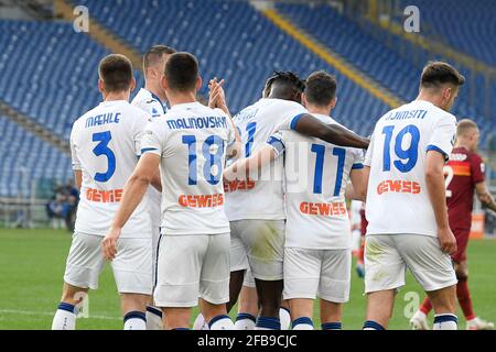 Roma, Italia. 22 Apr 2021. I giocatori di Atalanta BC durante la serie UNA partita tra ROMA E Atalanta BC allo Stadio Olimpico, Roma, Italia, il 22 aprile 2021. (Foto di Roberto Ramaccia/Agenzia fotografica INA) Credit: Sipa USA/Alamy Live News Foto Stock