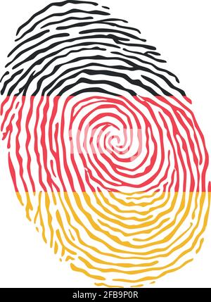 Vettore di impronte digitali colorato con la bandiera nazionale della Germania Illustrazione Vettoriale
