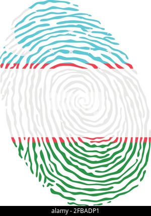 Vettore di impronte digitali colorato con la bandiera nazionale dell'Uzbekistan Illustrazione Vettoriale