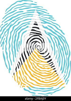 Vettore di impronte digitali colorato con la bandiera nazionale di Santa Lucia Illustrazione Vettoriale