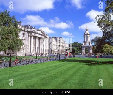 La piazza del Parlamento, il Trinity College di Dublino, College Green, Dublino, Provincia di Leinster, Repubblica di Irlanda Foto Stock