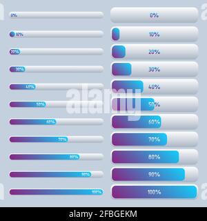 Due opzioni per il caricamento delle icone da 0 a 100%. L'illustrazione vettoriale isolata è facile da modificare. Illustrazione Vettoriale